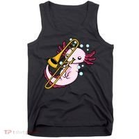 Axolotl Playing Trombone  Marching Band Trombone Tank Top thumb 0