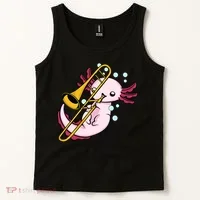 Axolotl Playing Trombone  Marching Band Trombone Tank Top thumb 2
