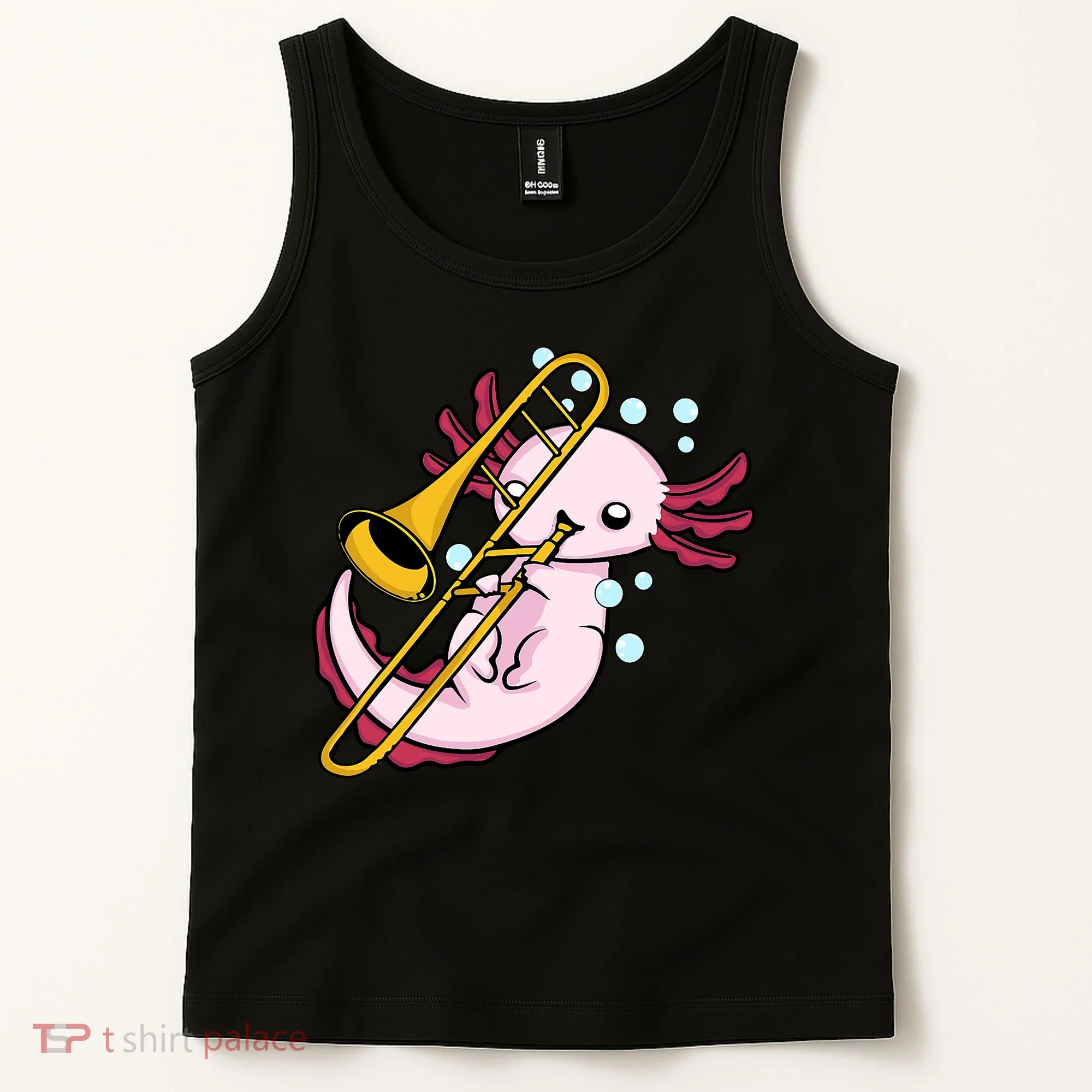 Axolotl Playing Trombone  Marching Band Trombone Tank Top