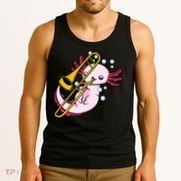 Axolotl Playing Trombone  Marching Band Trombone Tank Top thumb 3