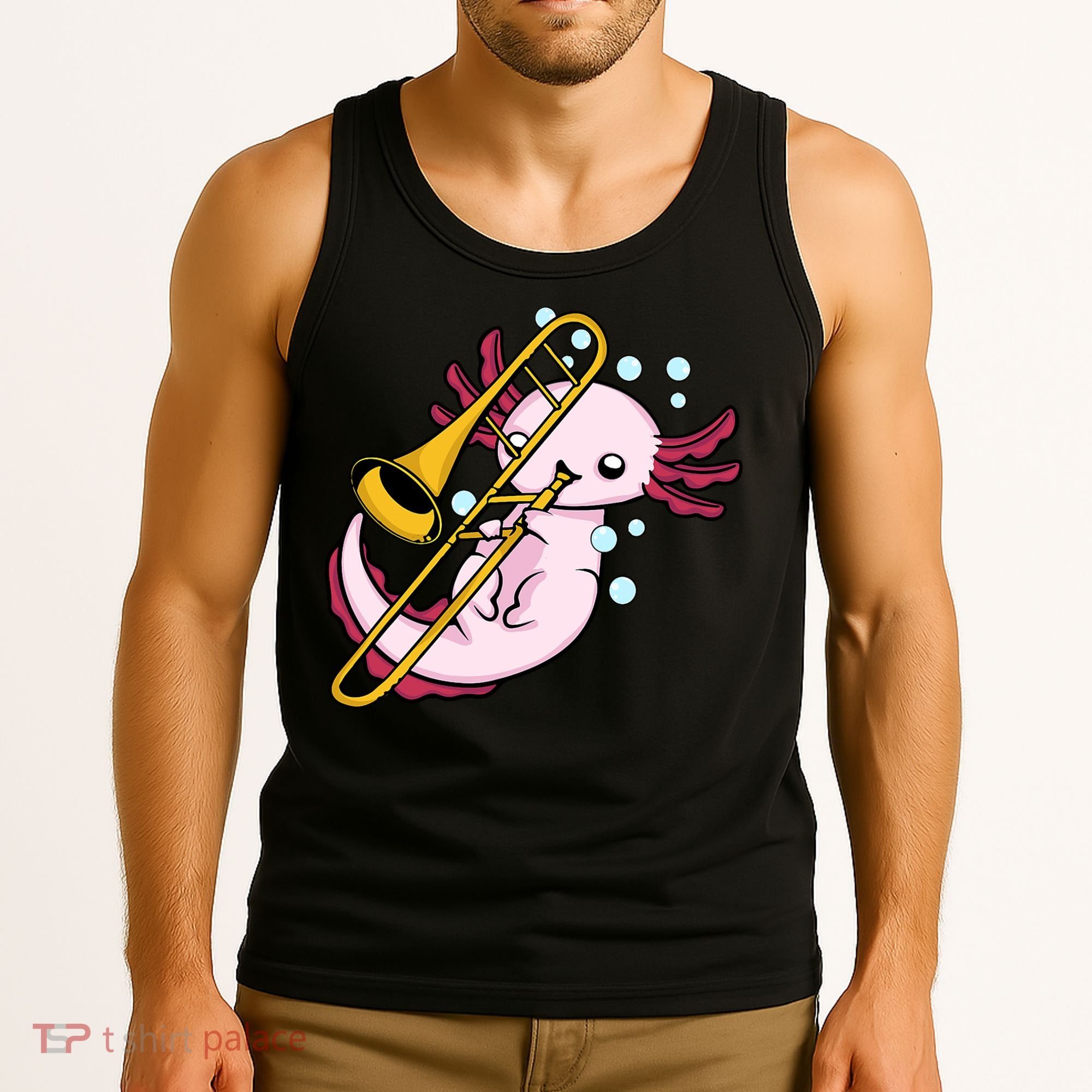Axolotl Playing Trombone  Marching Band Trombone Tank Top