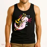 Axolotl Playing Trombone  Marching Band Trombone Tank Top thumb 3