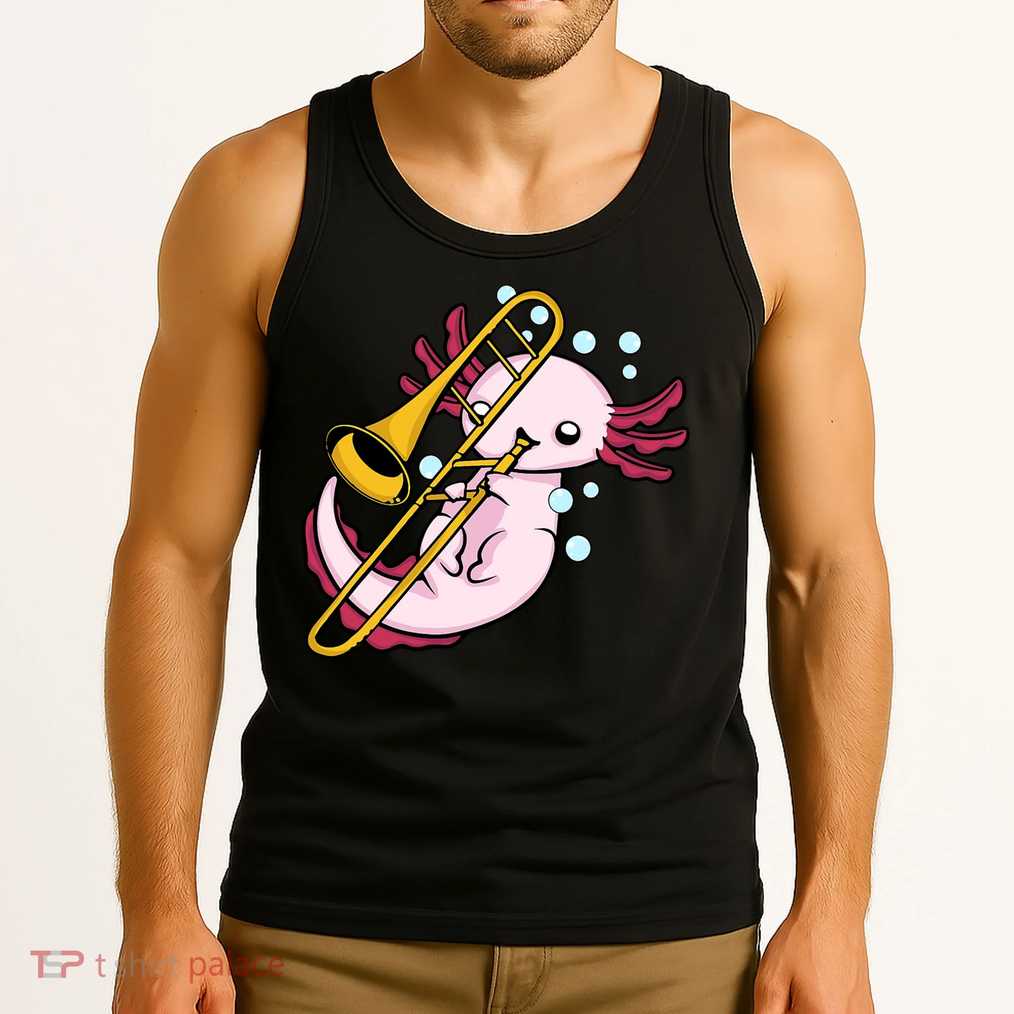 Axolotl Playing Trombone  Marching Band Trombone Tank Top