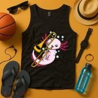 Axolotl Playing Trombone  Marching Band Trombone Tank Top thumb 4