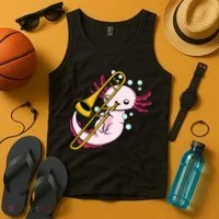 Axolotl Playing Trombone  Marching Band Trombone Tank Top thumb 4