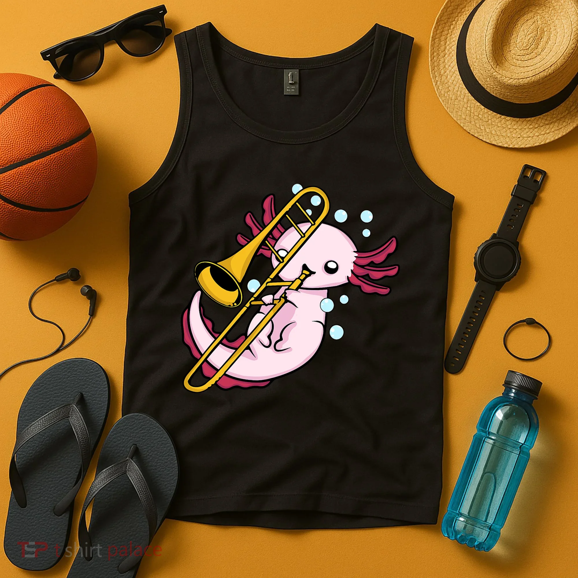 Axolotl Playing Trombone  Marching Band Trombone Tank Top