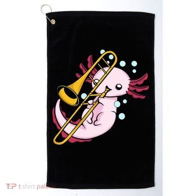 Axolotl Playing Trombone  Marching Band Trombone Golf Towel