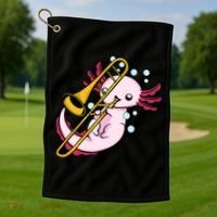 Axolotl Playing Trombone  Marching Band Trombone Golf Towel thumb 1
