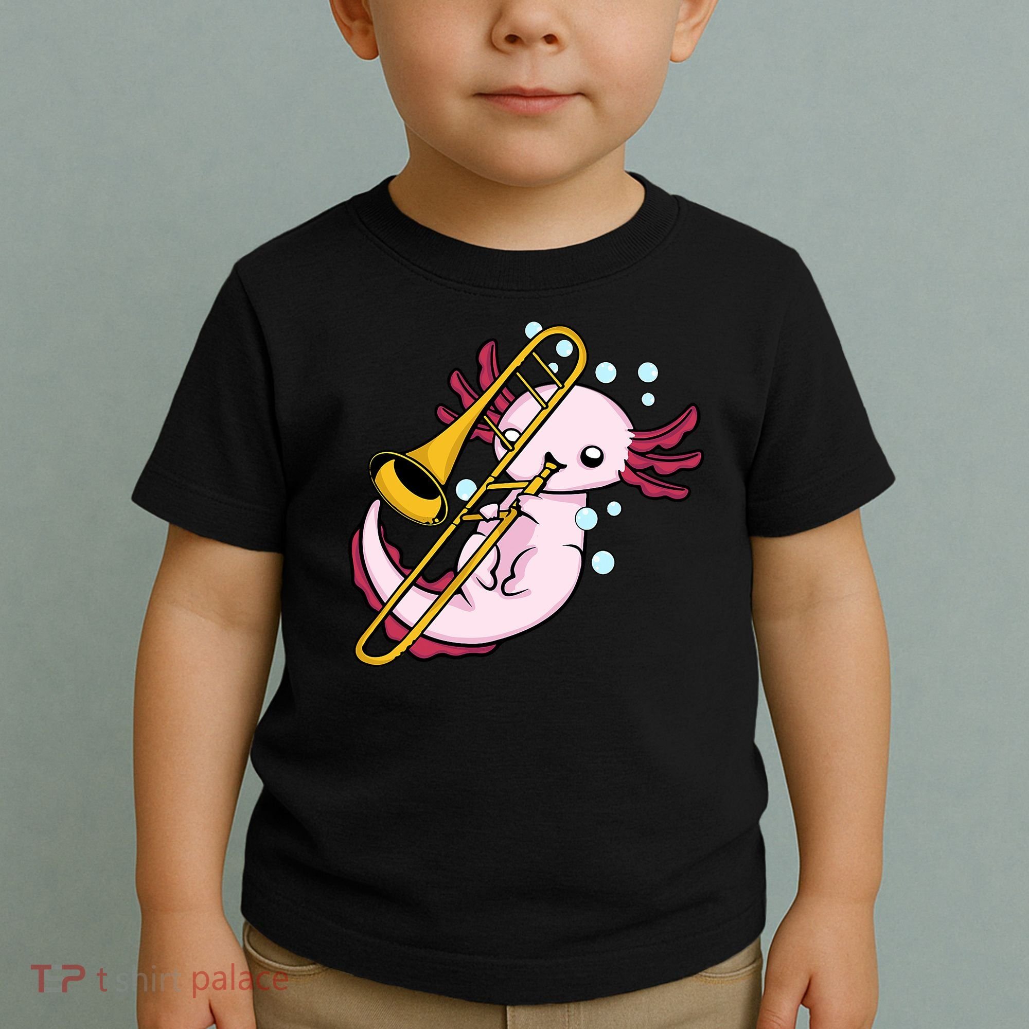 Axolotl Playing Trombone  Marching Band Trombone Toddler T-Shirt