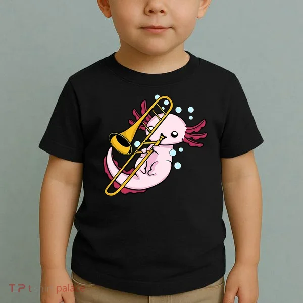 Axolotl Playing Trombone  Marching Band Trombone Toddler T-Shirt