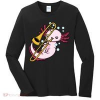 Axolotl Playing Trombone  Marching Band Trombone Women's Long Sleeve Shirt thumb 0