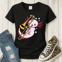 Axolotl Playing Trombone  Marching Band Trombone Women's T-Shirt thumb 3