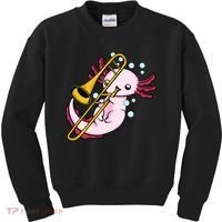Axolotl Playing Trombone  Marching Band Trombone Kids Sweatshirt thumb 0