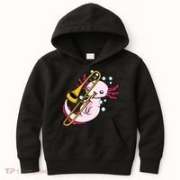 Axolotl Playing Trombone  Marching Band Trombone Kids Hoodie thumb 0