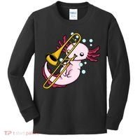Axolotl Playing Trombone  Marching Band Trombone Kids Long Sleeve Shirt thumb 0