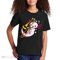 Axolotl Playing Trombone  Marching Band Trombone Kids T-Shirt thumb 2