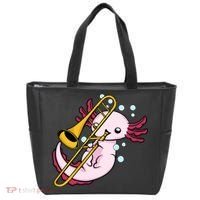 Axolotl Playing Trombone  Marching Band Trombone Tote Bag thumb 0