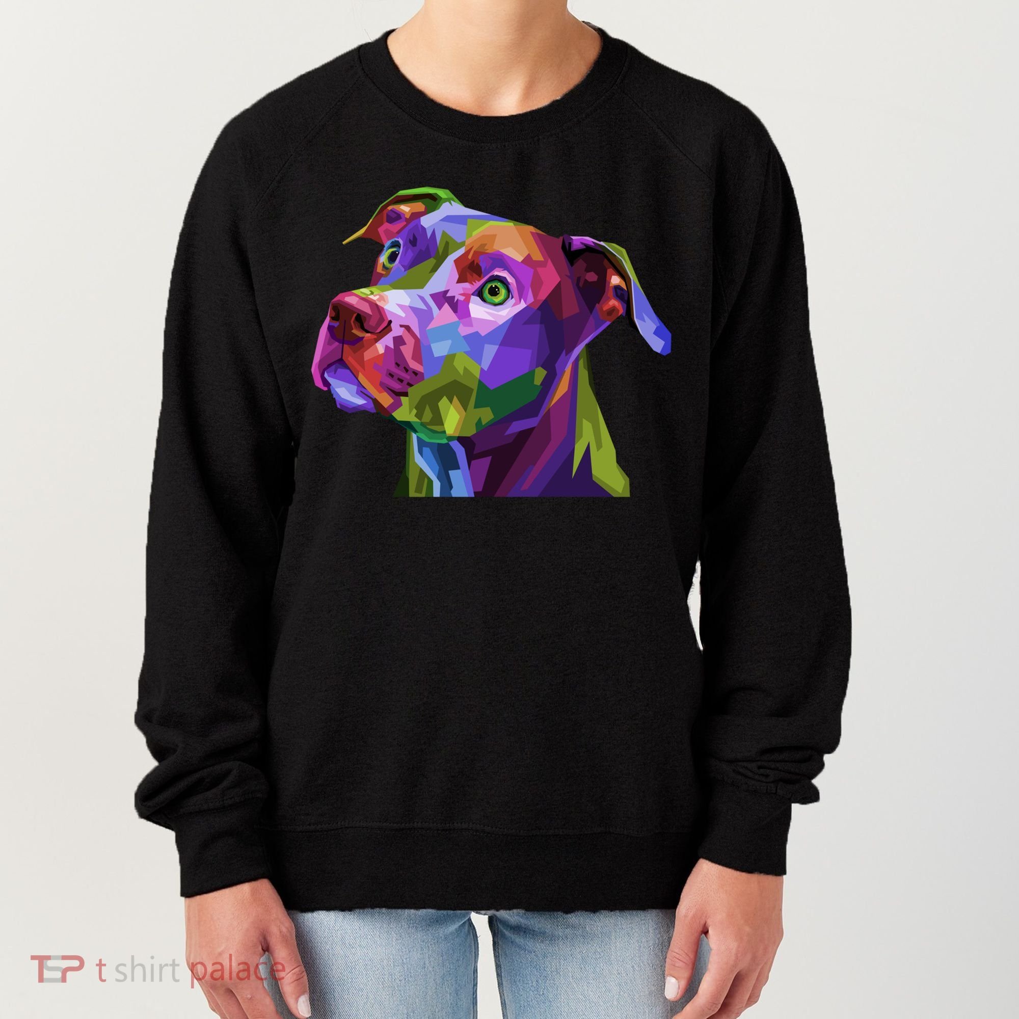 American Pitbull Terrier Pop Art Portrait For Dog Owners Gift Women's Sweatshirt