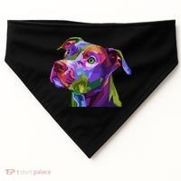 American Pitbull Terrier Pop Art Portrait For Dog Owners Gift USA-Made Doggie Bandana thumb 0
