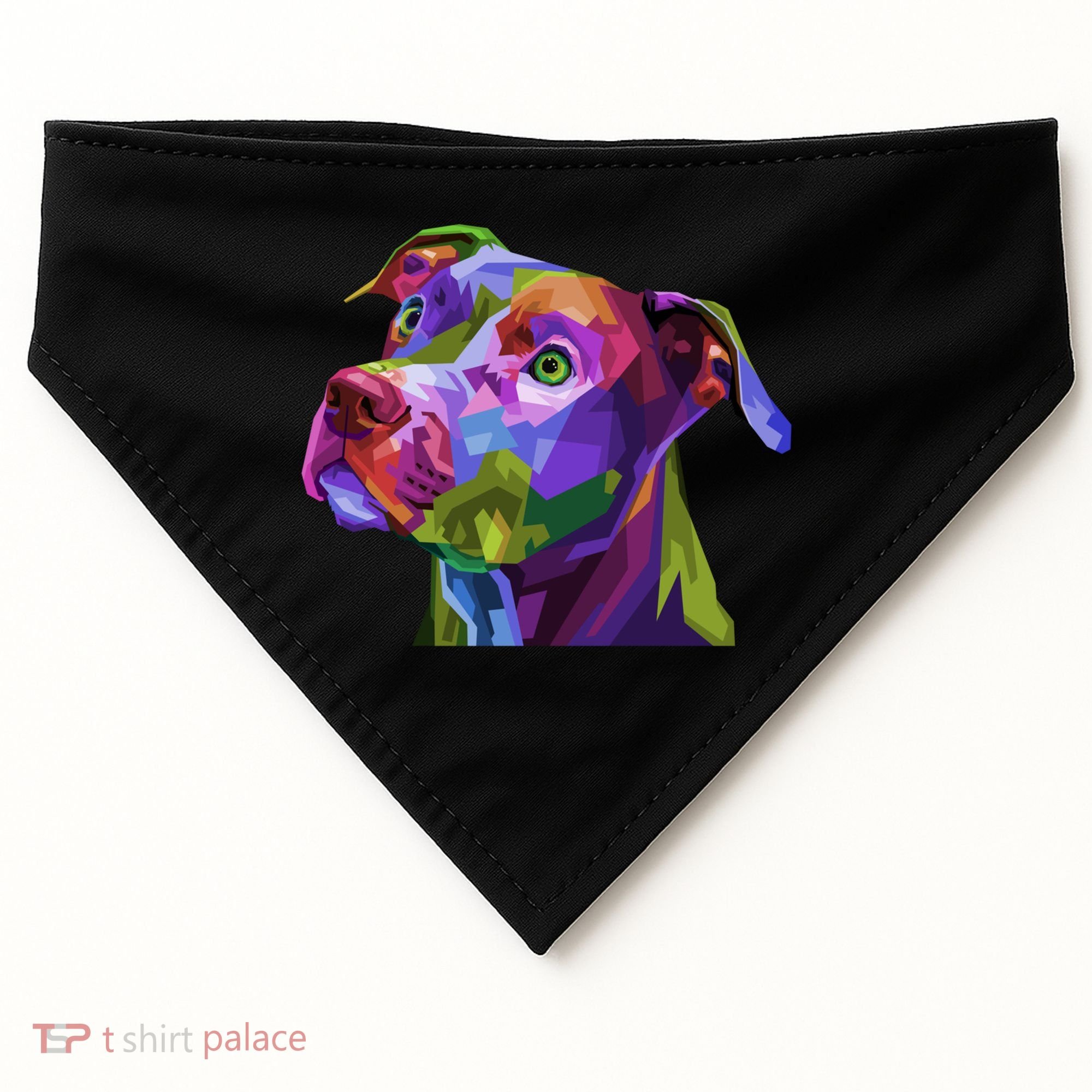 American Pitbull Terrier Pop Art Portrait For Dog Owners Gift USA-Made Doggie Bandana