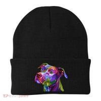 American Pitbull Terrier Pop Art Portrait For Dog Owners Gift Beanie thumb 0