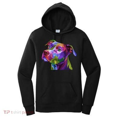 American Pitbull Terrier Pop Art Portrait For Dog Owners Gift Women's Hoodie