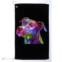 American Pitbull Terrier Pop Art Portrait For Dog Owners Gift Golf Towel thumb 0