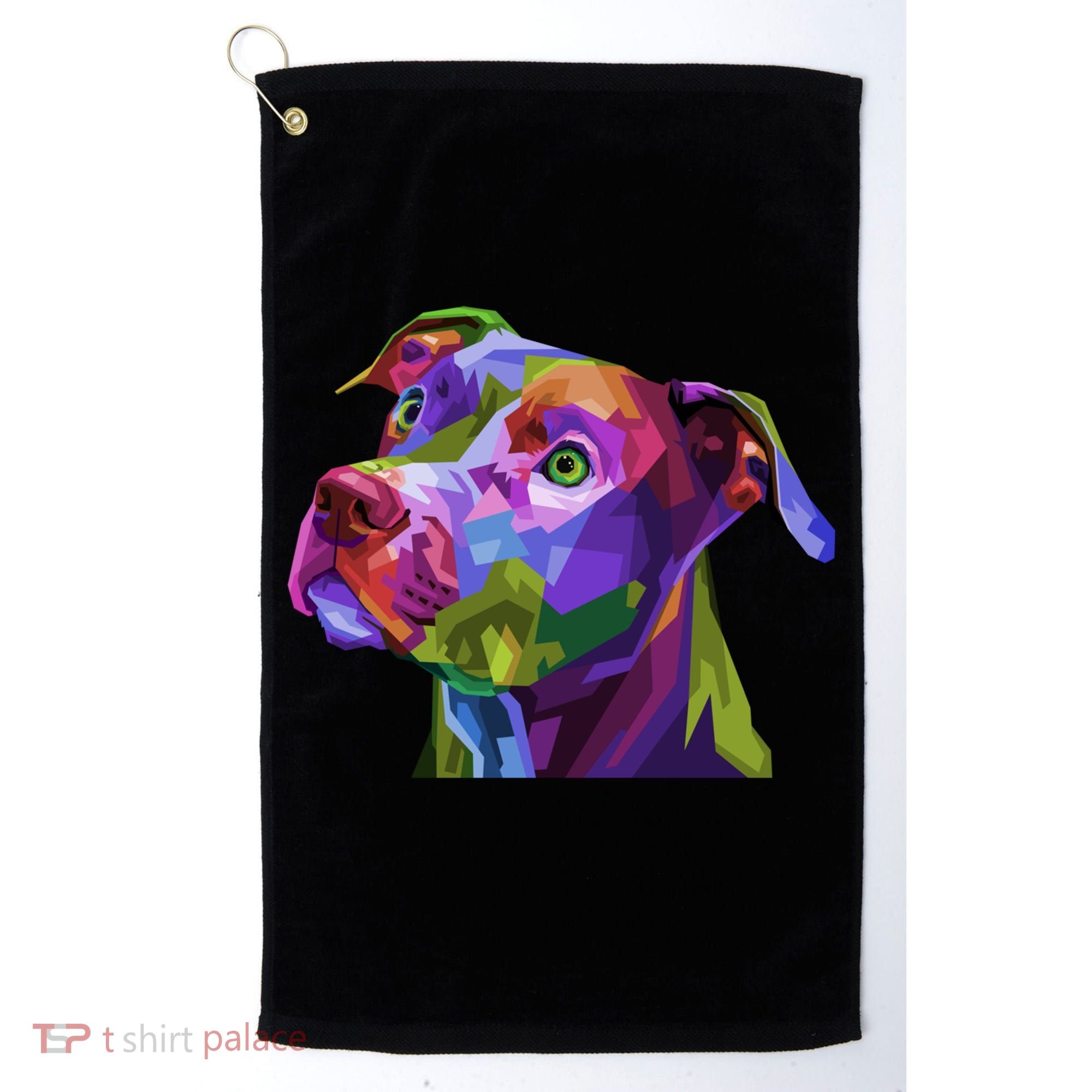 American Pitbull Terrier Pop Art Portrait For Dog Owners Gift Golf Towel