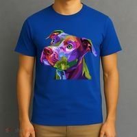 American Pitbull Terrier Pop Art Portrait For Dog Owners Gift T-Shirt thumb 3