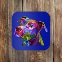 American Pitbull Terrier Pop Art Portrait For Dog Owners Gift Coaster thumb 0