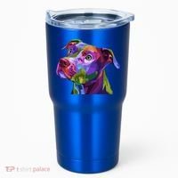 American Pitbull Terrier Pop Art Portrait For Dog Owners Gift Tumbler thumb 0