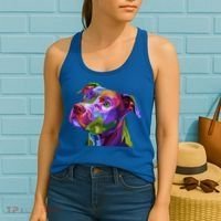 American Pitbull Terrier Pop Art Portrait For Dog Owners Gift Women's Tank Top thumb 2