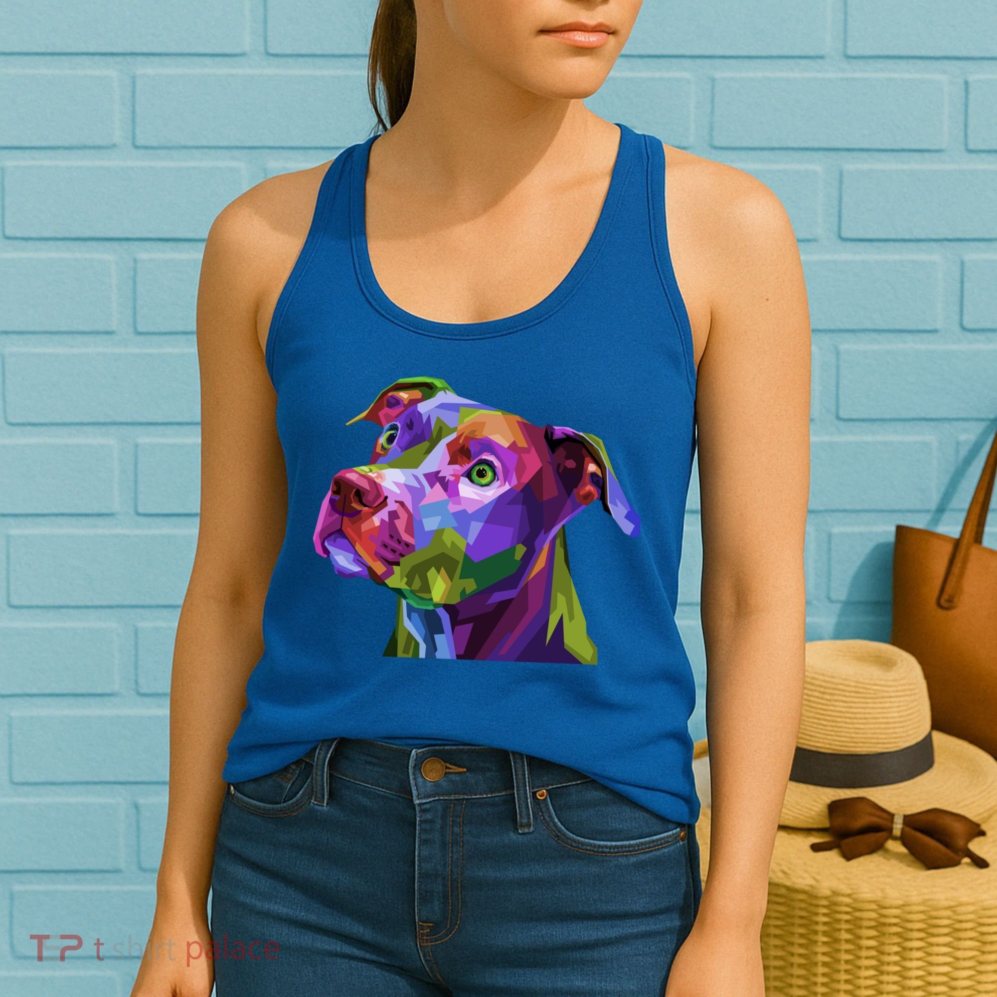 American Pitbull Terrier Pop Art Portrait For Dog Owners Gift Women's Tank Top