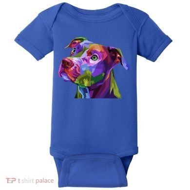 American Pitbull Terrier Pop Art Portrait For Dog Owners Gift Baby Bodysuit