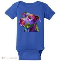 American Pitbull Terrier Pop Art Portrait For Dog Owners Gift Baby Bodysuit thumb 0