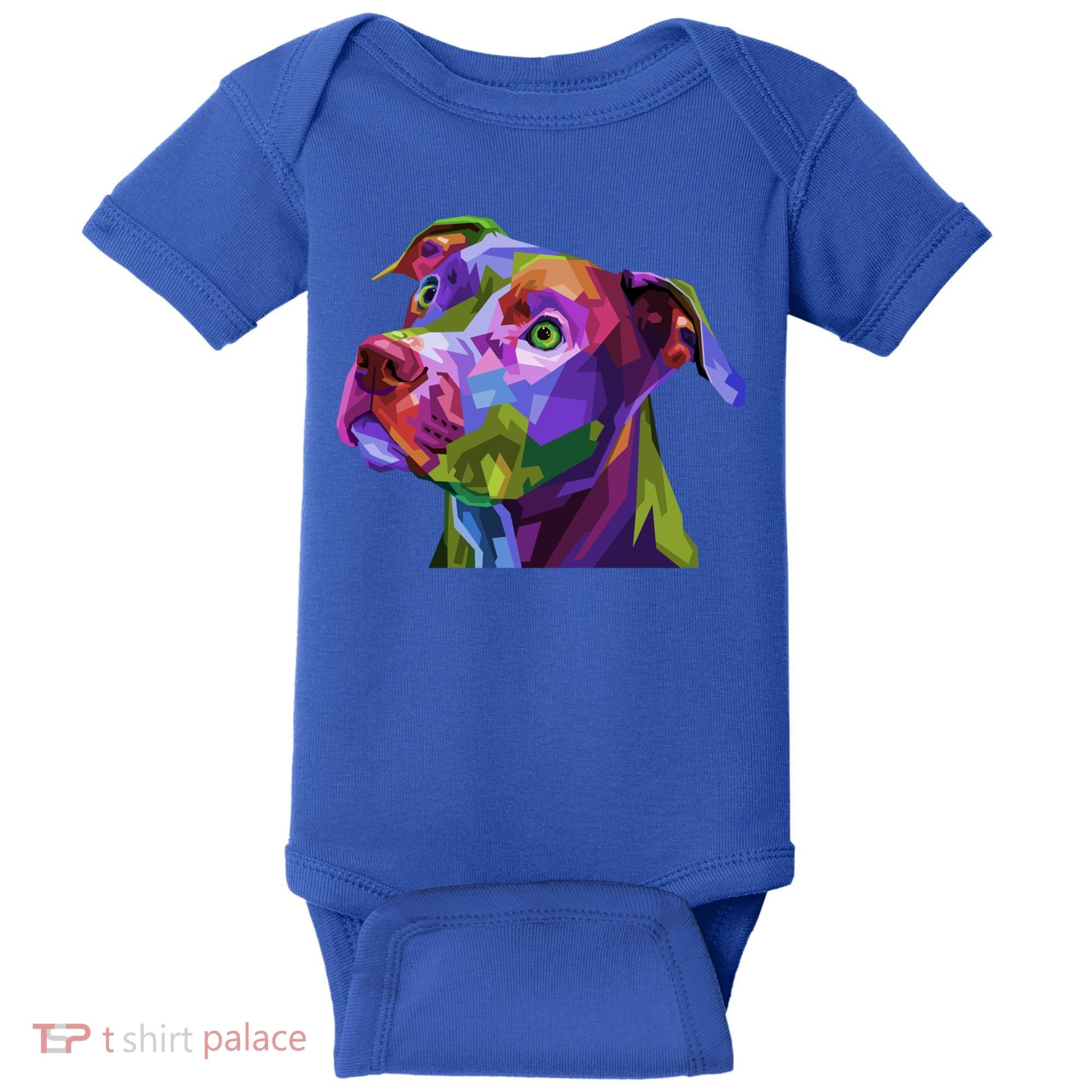 American Pitbull Terrier Pop Art Portrait For Dog Owners Gift Baby Bodysuit
