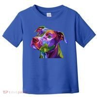 American Pitbull Terrier Pop Art Portrait For Dog Owners Gift Toddler T-Shirt thumb 0