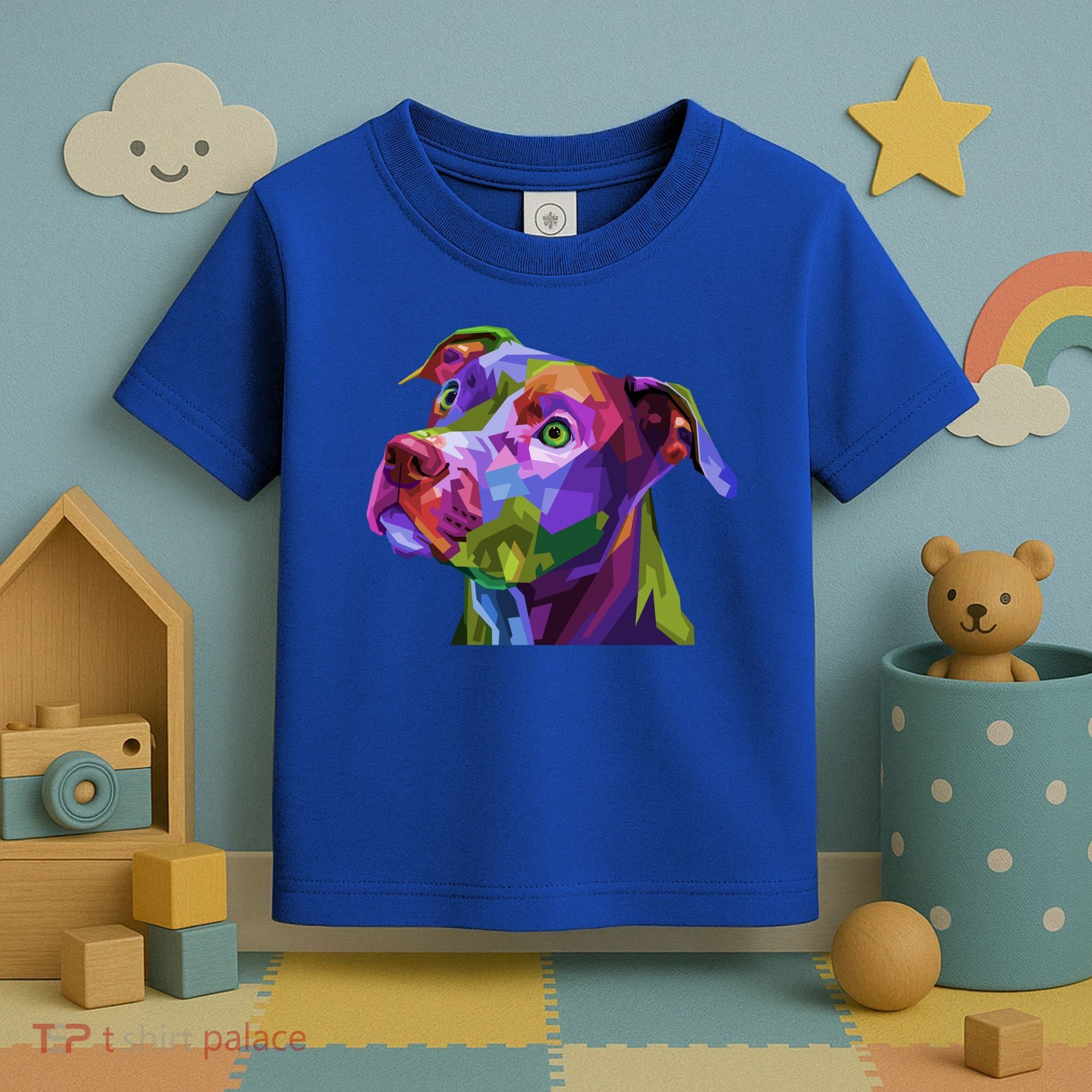American Pitbull Terrier Pop Art Portrait For Dog Owners Gift Toddler T-Shirt