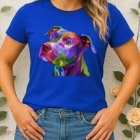 American Pitbull Terrier Pop Art Portrait For Dog Owners Gift Women's T-Shirt thumb 2