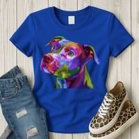American Pitbull Terrier Pop Art Portrait For Dog Owners Gift Women's T-Shirt thumb 3