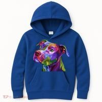 American Pitbull Terrier Pop Art Portrait For Dog Owners Gift Kids Hoodie thumb 0