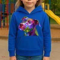 American Pitbull Terrier Pop Art Portrait For Dog Owners Gift Kids Hoodie thumb 3