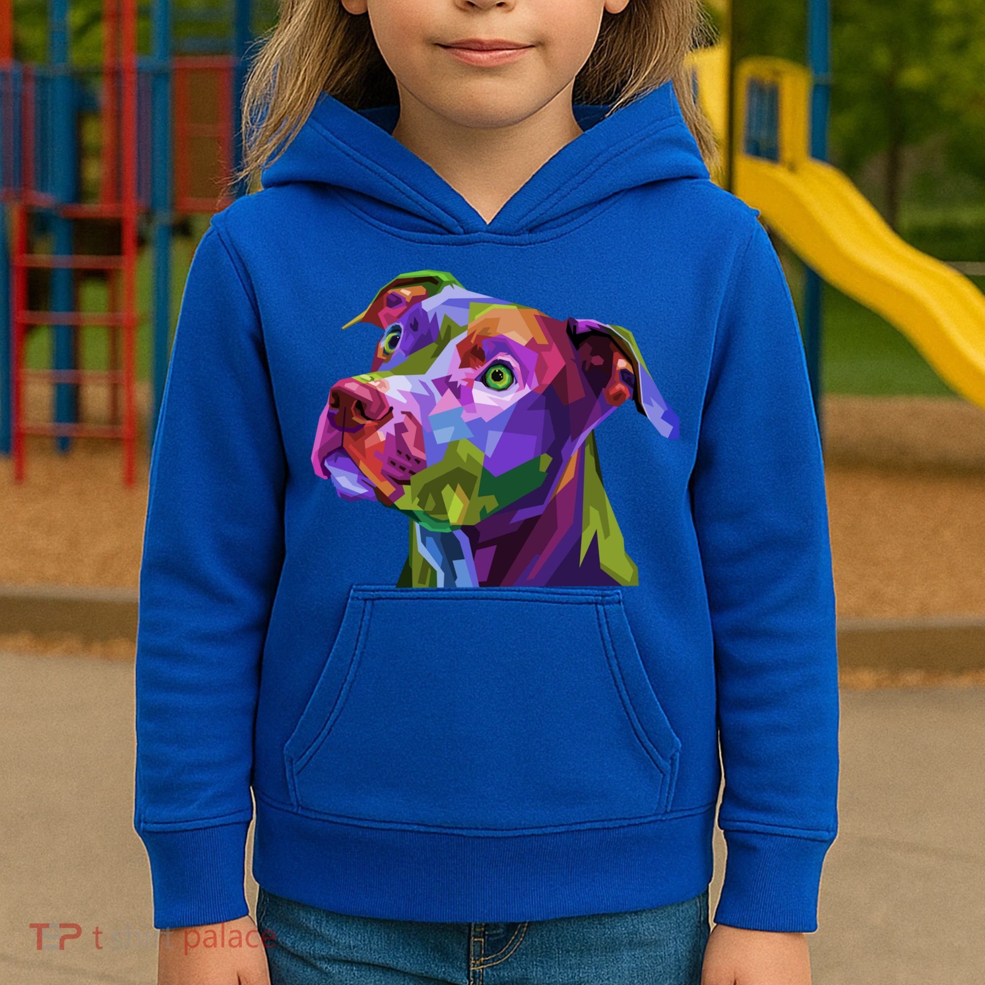 American Pitbull Terrier Pop Art Portrait For Dog Owners Gift Kids Hoodie