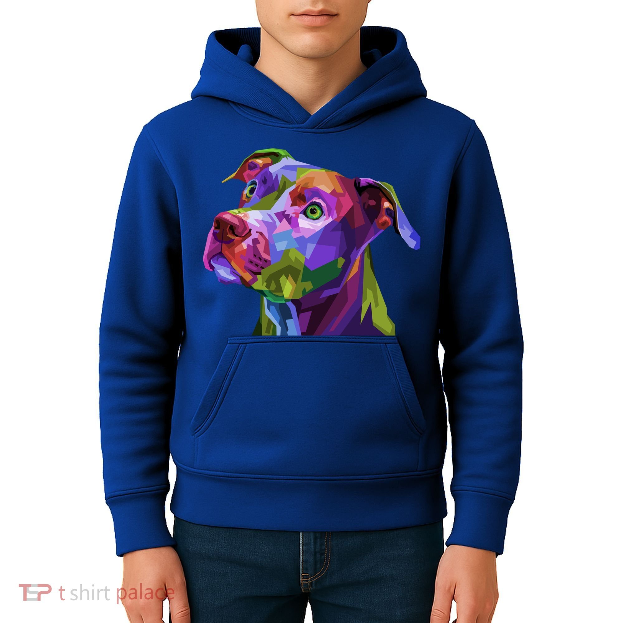 American Pitbull Terrier Pop Art Portrait For Dog Owners Gift Kids Hoodie