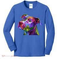 American Pitbull Terrier Pop Art Portrait For Dog Owners Gift Kids Long Sleeve Shirt thumb 0