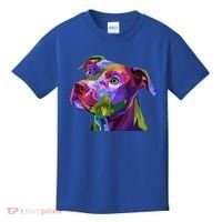 American Pitbull Terrier Pop Art Portrait For Dog Owners Gift Kids T-Shirt thumb 0