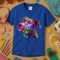 American Pitbull Terrier Pop Art Portrait For Dog Owners Gift Kids T-Shirt thumb 3