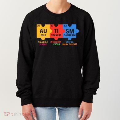 Autism Periodic Table Elements Gold Titanium Samarium Autism Awareness Women's Sweatshirt