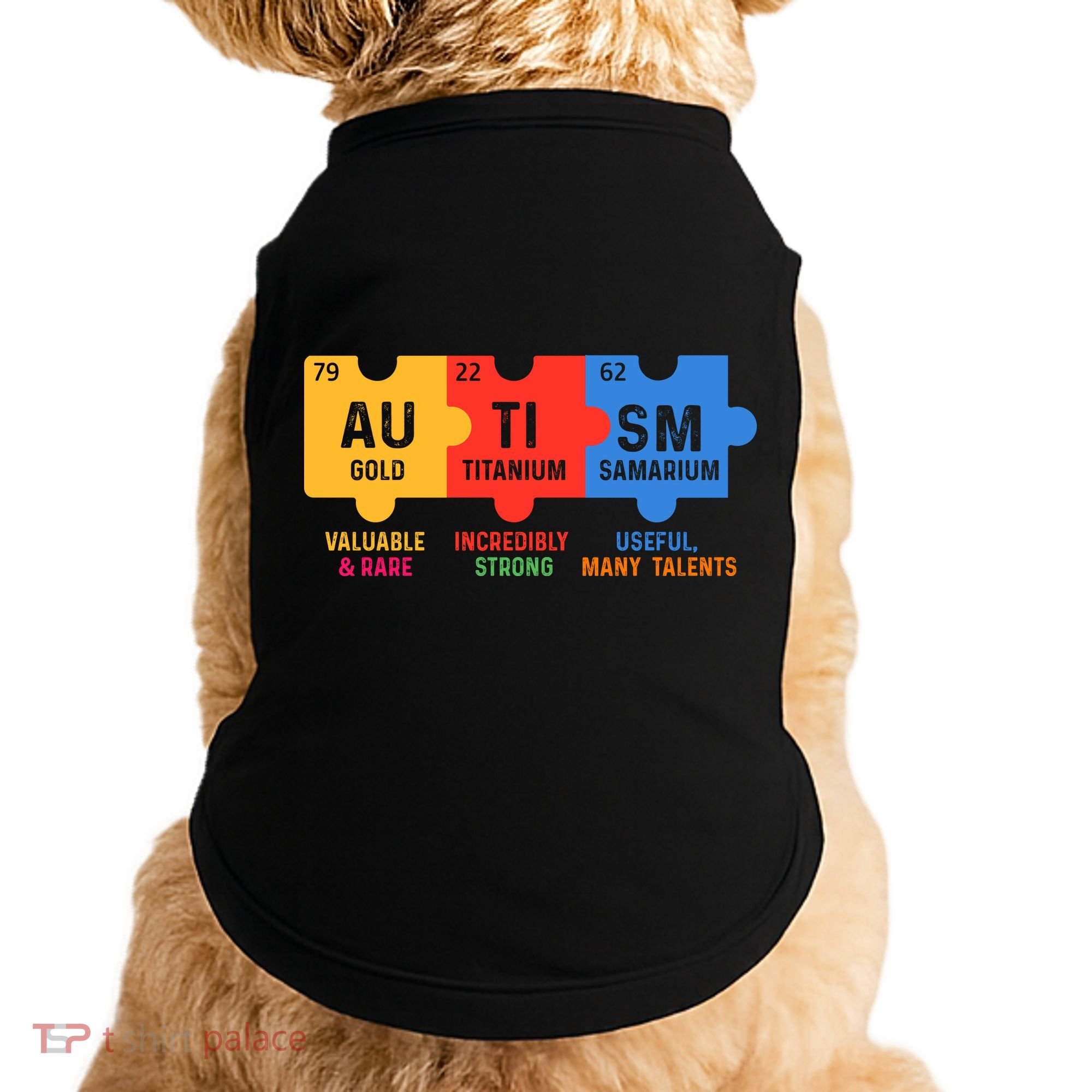 Autism Periodic Table Elements Gold Titanium Samarium Autism Awareness Doggie Tank