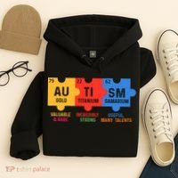 Autism Periodic Table Elements Gold Titanium Samarium Autism Awareness Hoodie thumb 4